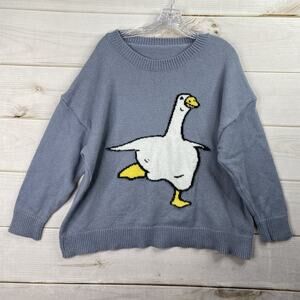 Womens 2XL Duck Goose Sweater Blue Nursery Rhyme Teacher Shein Curve Artsy
